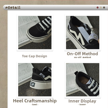 Vaikų drobės skate bateliai su Velcro užsegimu, žemas viršus, unisex; drobės viršus, guminis padas