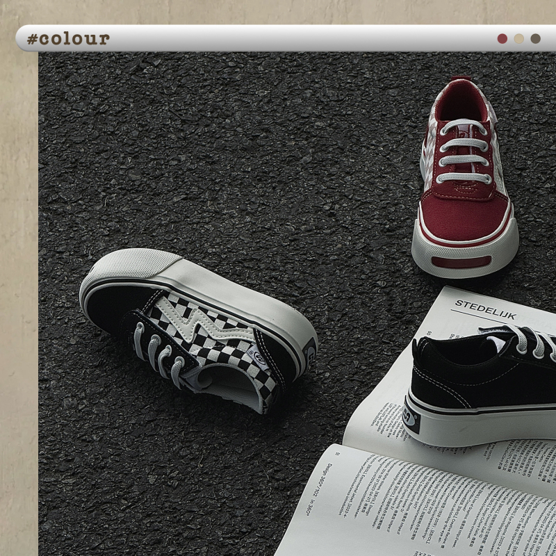 Vaikų drobės skate bateliai su Velcro užsegimu, žemas viršus, unisex; drobės viršus, guminis padas