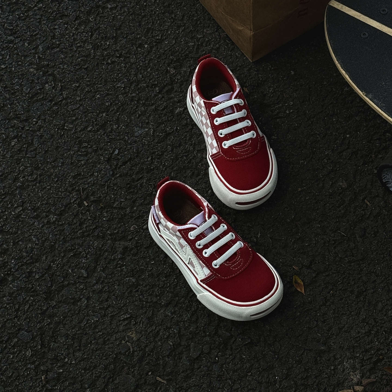 Vaikų drobės skate bateliai su Velcro užsegimu, žemas viršus, unisex; drobės viršus, guminis padas