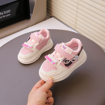 Mergaitėms sportiniai bateliai su Velcro užsegimu, animacinis raštas, viršutinė dalis iš perdirbtos odos, plastikinė pada, aukštas viršus