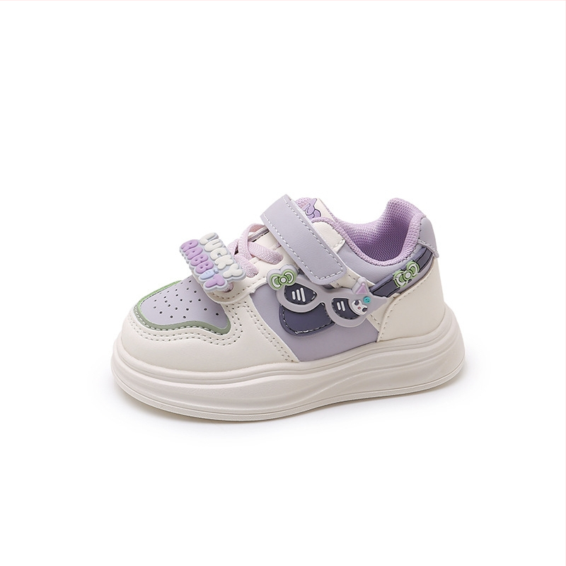 Mergaitėms sportiniai bateliai su Velcro užsegimu, animacinis raštas, viršutinė dalis iš perdirbtos odos, plastikinė pada, aukštas viršus