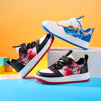 Vaikiški kvėpuojantys sintetinių odos sportbačiai su Velcro užsegimu, žemas viršus, EVA vidpadis, TPR padas, 4–12 metų