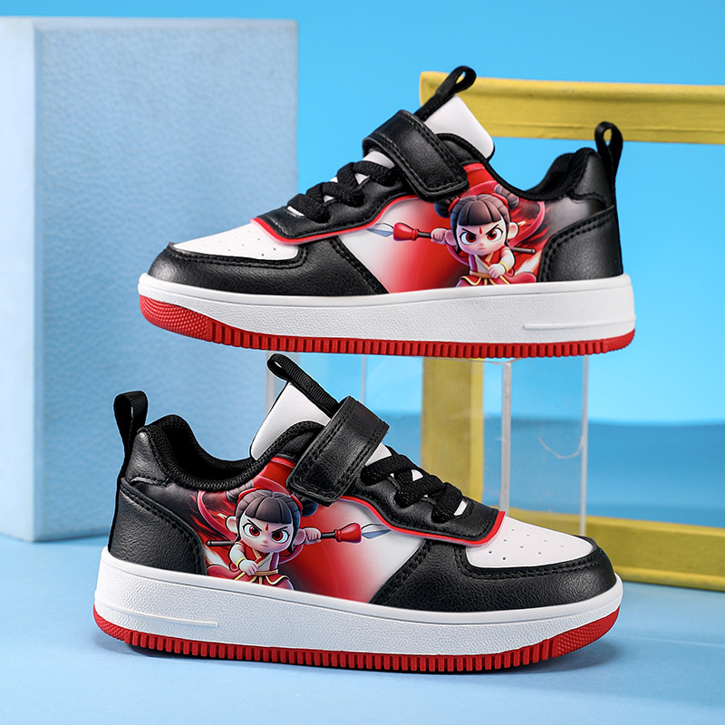 Vaikiški kvėpuojantys sintetinių odos sportbačiai su Velcro užsegimu, žemas viršus, EVA vidpadis, TPR padas, 4–12 metų