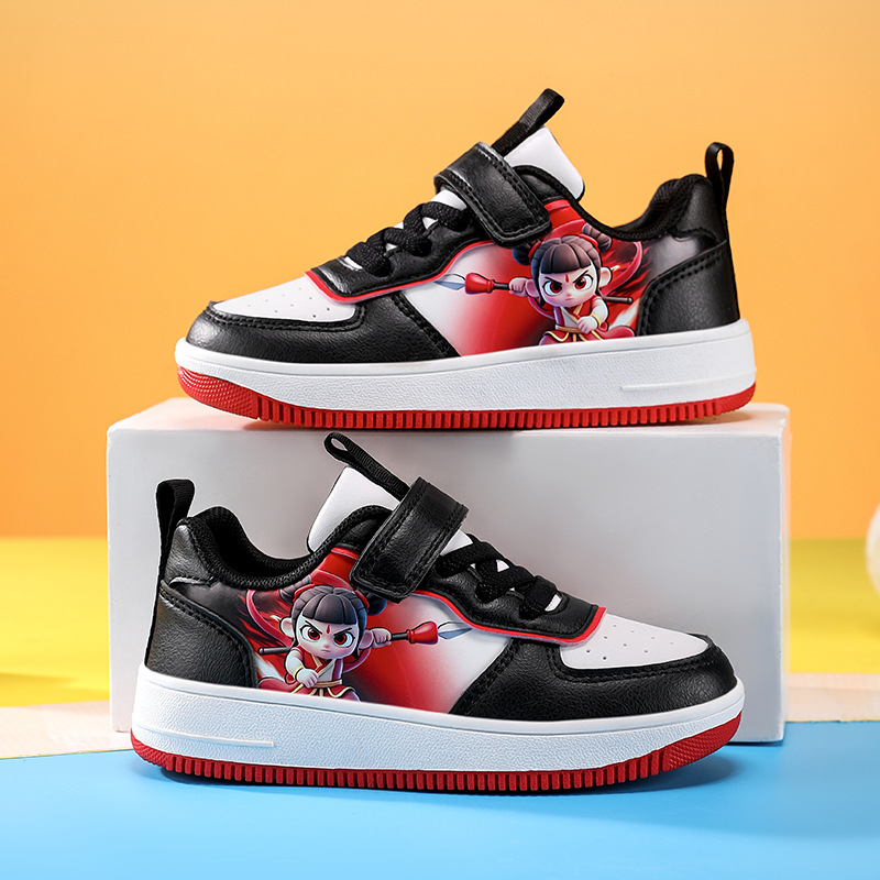 Vaikiški kvėpuojantys sintetinių odos sportbačiai su Velcro užsegimu, žemas viršus, EVA vidpadis, TPR padas, 4–12 metų