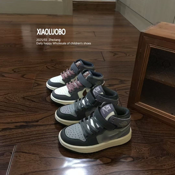 Vaikiški aukštos sportbačiai su Velcro užsegimu, anti-slip gumine padas, atsparūs dėvėjimui, pavasariui ir rudeniui