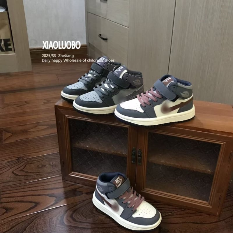 Vaikiški aukštos sportbačiai su Velcro užsegimu, anti-slip gumine padas, atsparūs dėvėjimui, pavasariui ir rudeniui