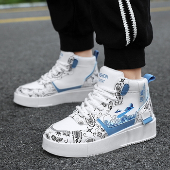 Vaikų aukštos viršutinės sportbačiai su stora padanga, Floating King prekės ženklas, PU viršus, gumos padas, raišteliai, tekstilinė įdėklė