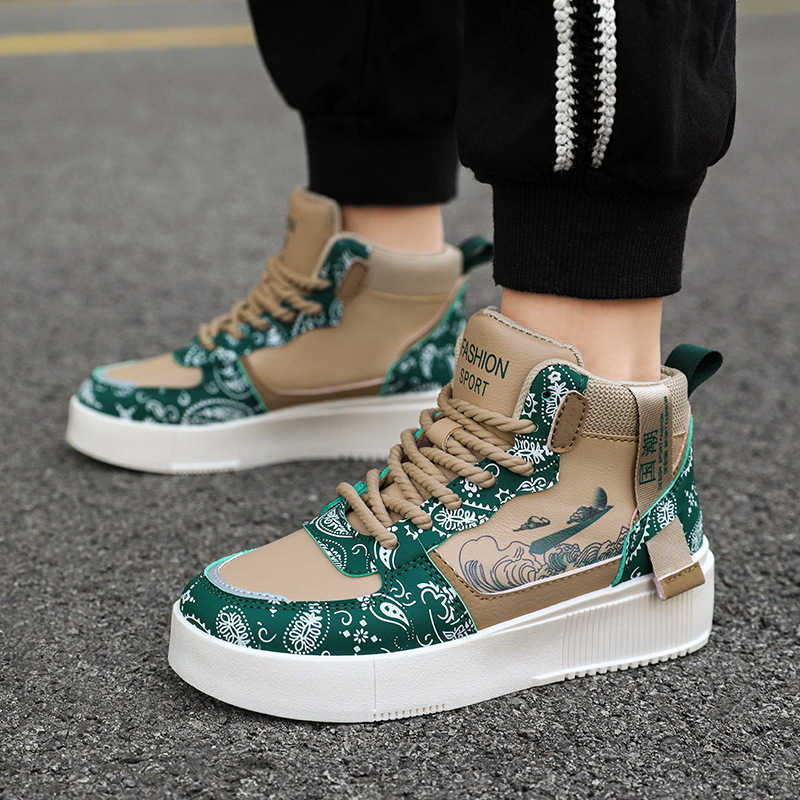 Vaikų aukštos viršutinės sportbačiai su stora padanga, Floating King prekės ženklas, PU viršus, gumos padas, raišteliai, tekstilinė įdėklė