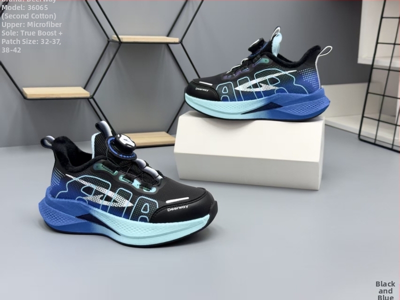 Ziemas bērnu skriešanas kurpes ar Velcro aizdari, augšējā daļa no Super Fiber, EVA zole