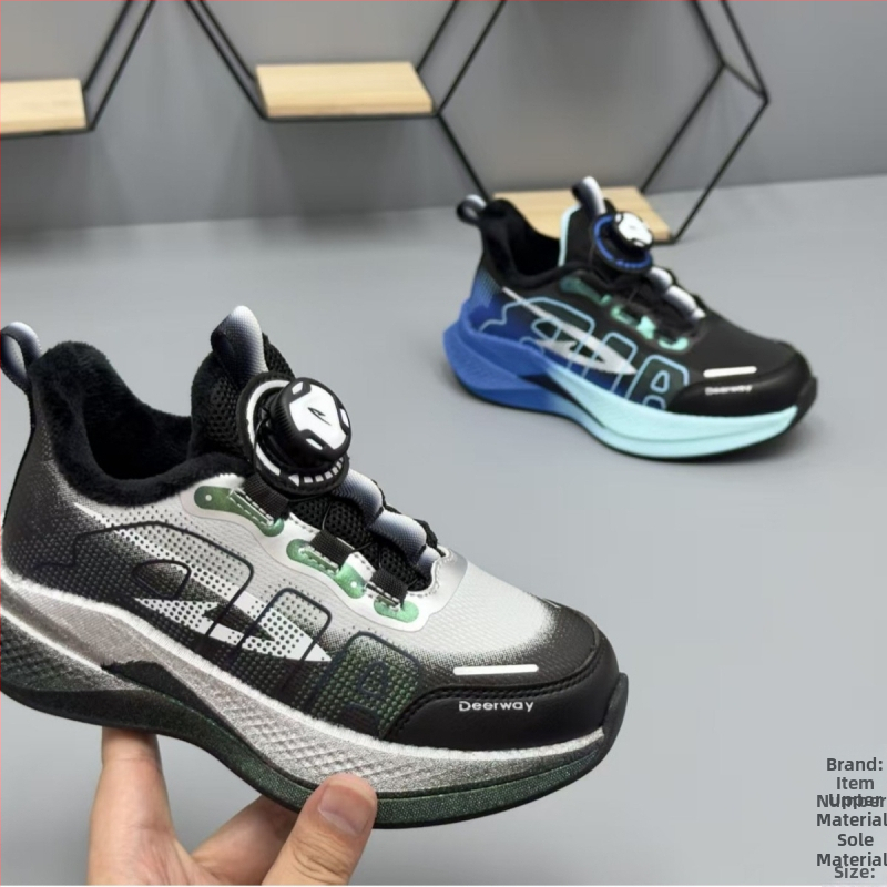 Ziemas bērnu skriešanas kurpes ar Velcro aizdari, augšējā daļa no Super Fiber, EVA zole