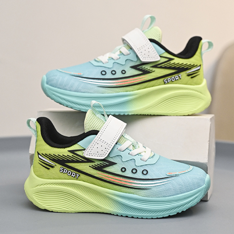 Bērnu skriešanas kurpes, elpojošs augšējais slānis PU+ sieta; vieglas, pretslīdes, izturīgas, triecienu absorbcija; EVA zole; universālas, vecums 7–16