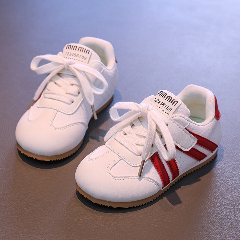 Unisex bērnu skriešanas apavi ar Velcro aizdari, anti-slip gumijas zole, augšējā daļa no mikrofibra ādas, vecuma diapazons 4–12 gadi.