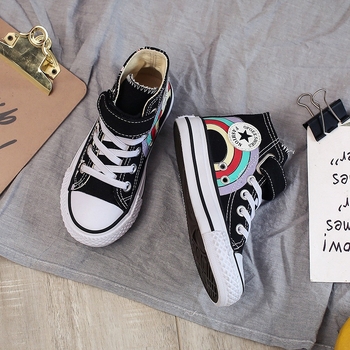 Vaikų drobinių batų – Cartoon raštas, Velcro užsegimas, žemas aukštis, drobės viršus, guminė padas