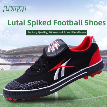 Futbolo bateliai su anti-slip ir atsparumu dilimui, viršus medvilninis, vidutinio aukščio, gumos padas