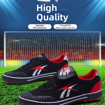 Futbolo bateliai su anti-slip ir atsparumu dilimui, viršus medvilninis, vidutinio aukščio, gumos padas