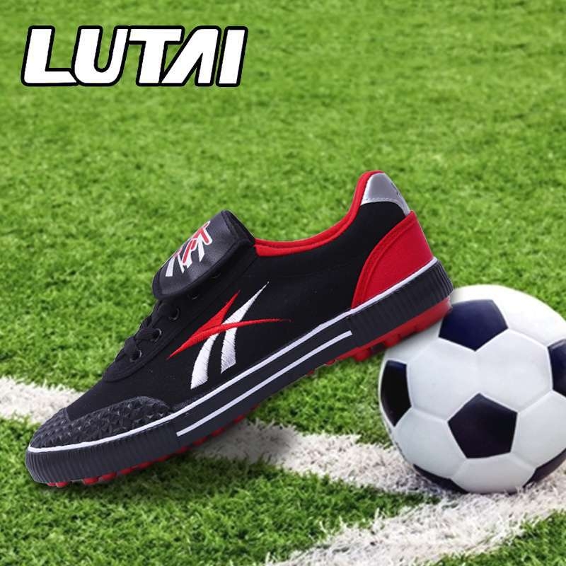 Futbolo bateliai su anti-slip ir atsparumu dilimui, viršus medvilninis, vidutinio aukščio, gumos padas