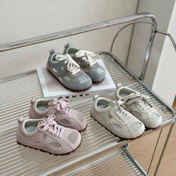 Vaikų treniravimo batai, kvėpuojanti tinklinė viršutinė dalis, Velcro užtrauktukas, žemas profilis, guma padas, vientisas, Korėjietiškas stilius