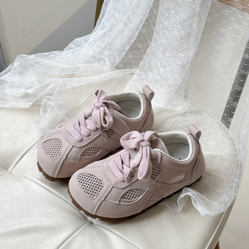 Vaikų treniravimo batai, kvėpuojanti tinklinė viršutinė dalis, Velcro užtrauktukas, žemas profilis, guma padas, vientisas, Korėjietiškas stilius