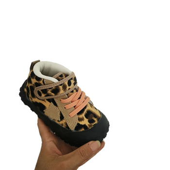 Детски кецове с леопардов принт, Velcro закопчаване, платнена горна част, подметка от гума, дишащи