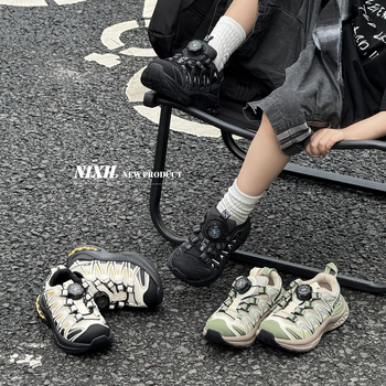 Bērnu skriešanas apavi ar elpojošu tīkla augšdaļu, griežamā sprādze, pretslīdes gumijas zole, augstuma palielinājums, universālas, rudens