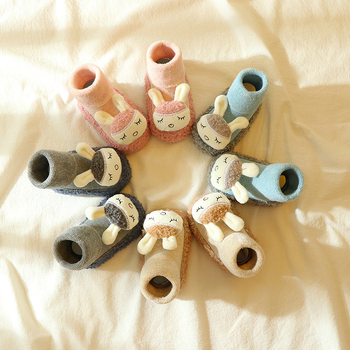 Pantofi pentru bebeluși și șosete, talpă moale, bumbac 95%+, tricot Jacquard, respirabile și absorbante de transpirație, talpă antiaderentă îngroșată, imprimeu cu desene animate