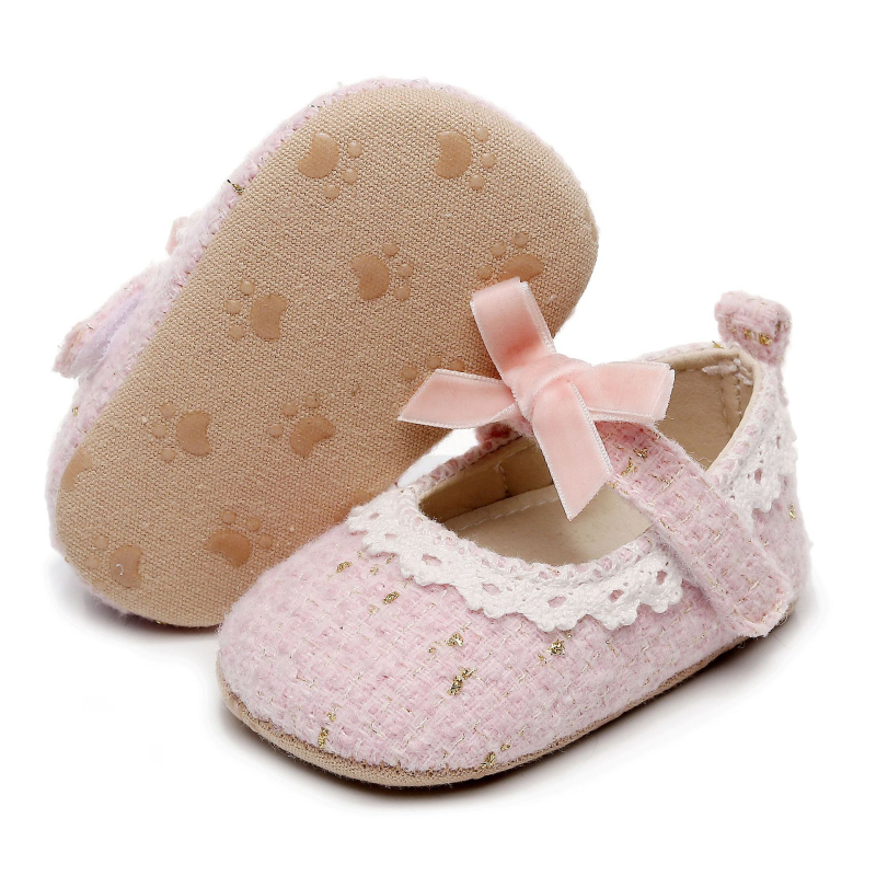 Cipele za bebe za proljeće i jesen, slatkog princeskog dizajna, prozračne, protuklizne, s Velcro kopčanjem
