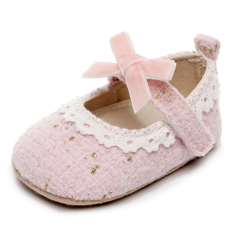 Cipele za bebe za proljeće i jesen, slatkog princeskog dizajna, prozračne, protuklizne, s Velcro kopčanjem