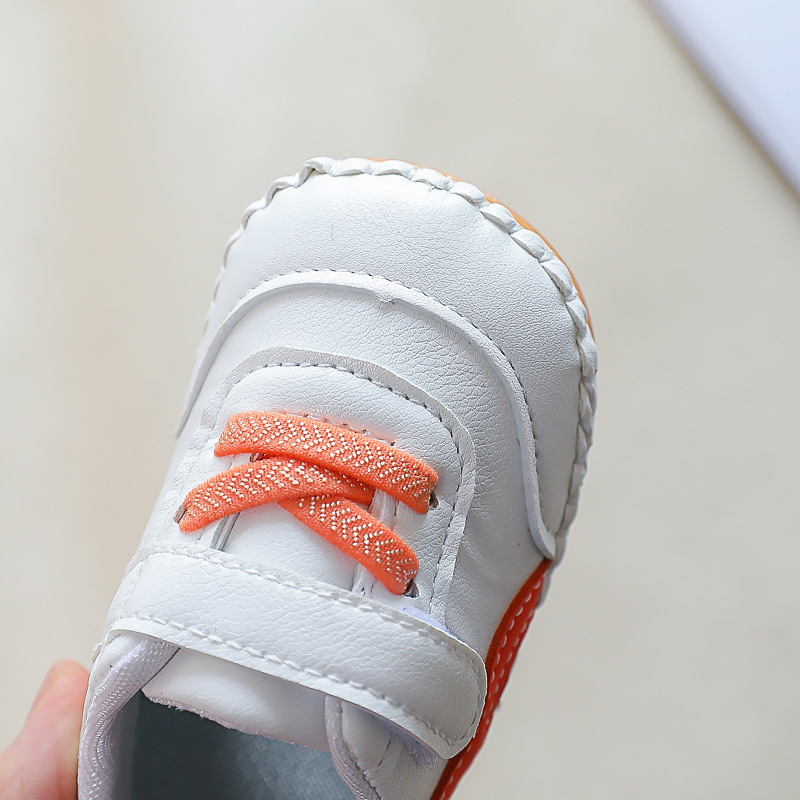 Pantofi bebeluți pentru primii pași cu talpă PVC, partea superioară PU, branț PU și interior PU, închidere Velcro, model Cartoon, unisex, 0–15 luni