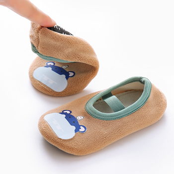 Șosete de podea pentru copii din bumbac 95%+, căptușite cu fleece, unisex, destinate utilizării în interior, antiderapante, pentru primăvară, toamnă și iarnă, 1–3 ani