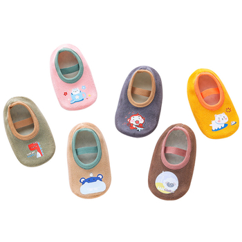 Șosete de podea pentru copii din bumbac 95%+, căptușite cu fleece, unisex, destinate utilizării în interior, antiderapante, pentru primăvară, toamnă și iarnă, 1–3 ani