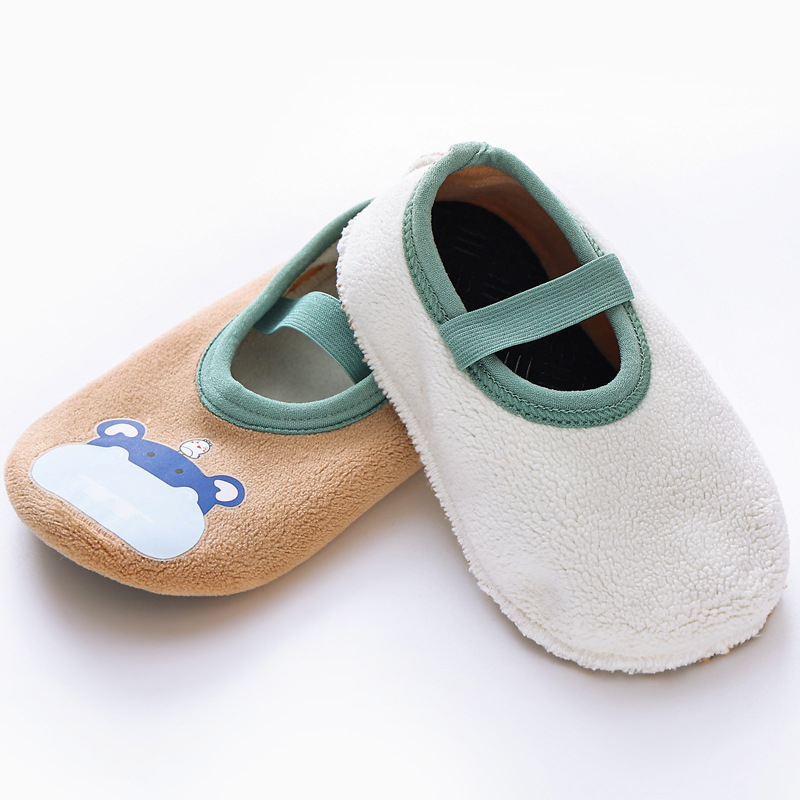 Șosete de podea pentru copii din bumbac 95%+, căptușite cu fleece, unisex, destinate utilizării în interior, antiderapante, pentru primăvară, toamnă și iarnă, 1–3 ani