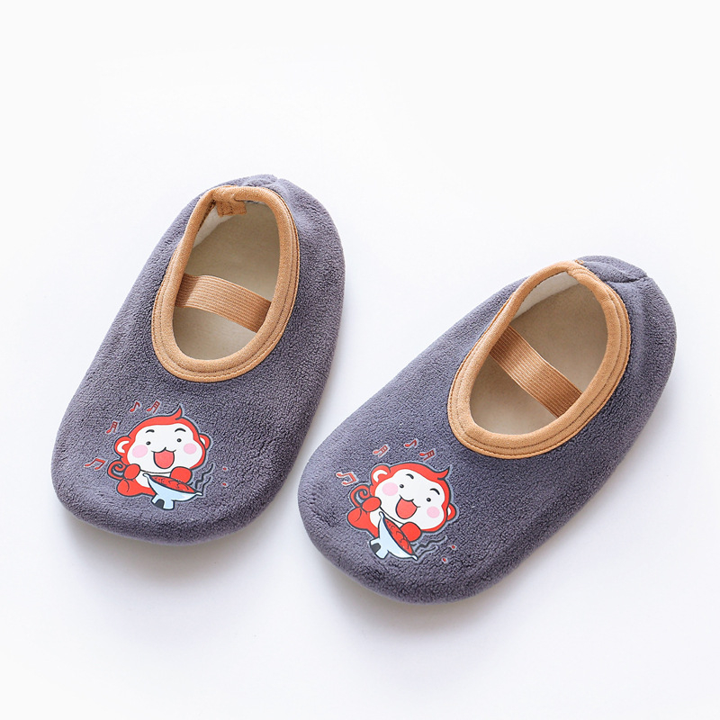 Șosete de podea pentru copii din bumbac 95%+, căptușite cu fleece, unisex, destinate utilizării în interior, antiderapante, pentru primăvară, toamnă și iarnă, 1–3 ani