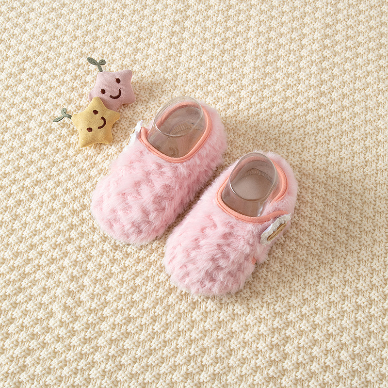 Șosete de podea pentru bebeluși, căptușite cu fleece, talpă groasă și antiaderente, pantofi interior pentru copii 1–3 ani, potrivite pentru toamnă și iarnă