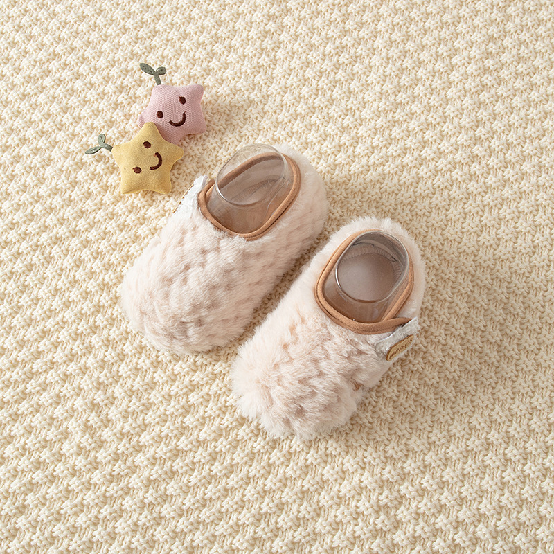 Șosete de podea pentru bebeluși, căptușite cu fleece, talpă groasă și antiaderente, pantofi interior pentru copii 1–3 ani, potrivite pentru toamnă și iarnă