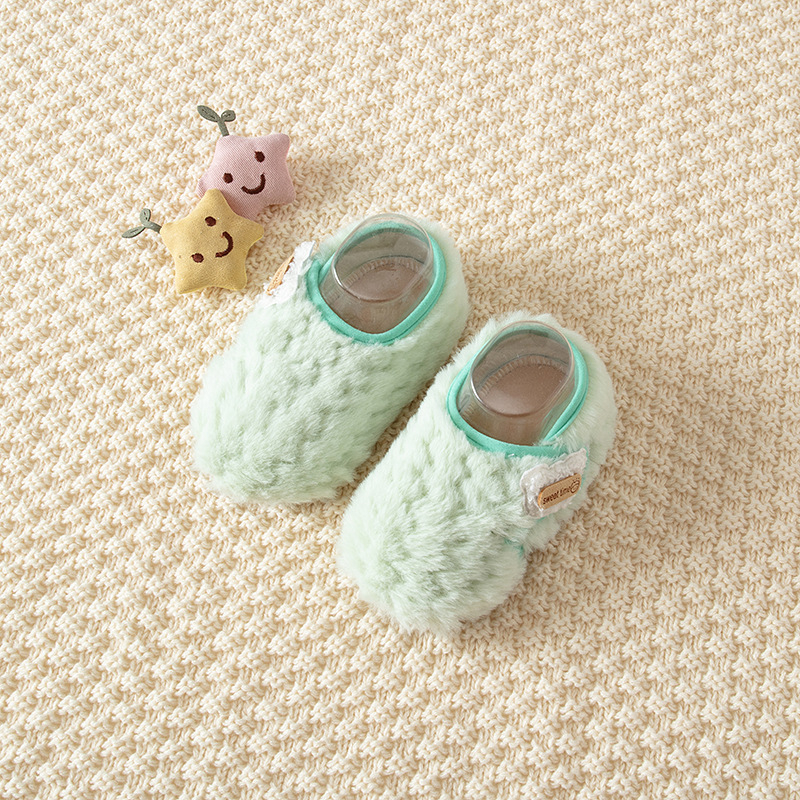 Șosete de podea pentru bebeluși, căptușite cu fleece, talpă groasă și antiaderente, pantofi interior pentru copii 1–3 ani, potrivite pentru toamnă și iarnă
