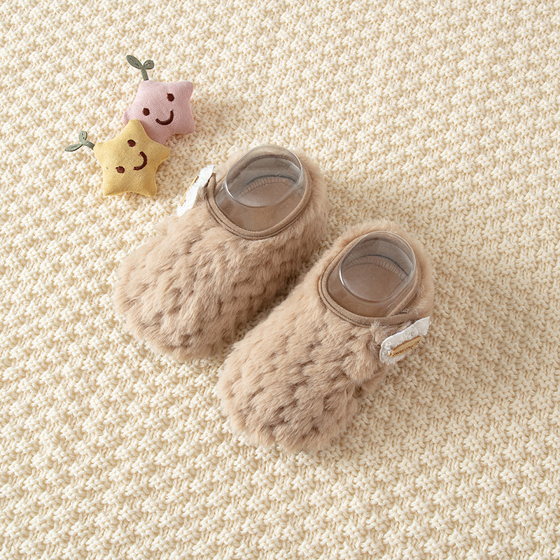 Șosete de podea pentru bebeluși, căptușite cu fleece, talpă groasă și antiaderente, pantofi interior pentru copii 1–3 ani, potrivite pentru toamnă și iarnă