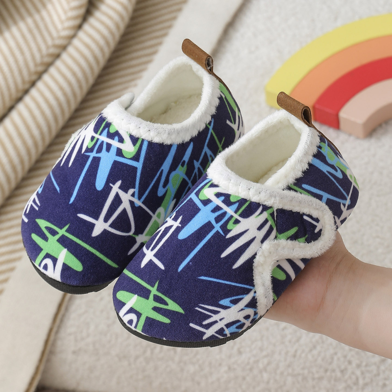 Dječje pamučne unutarnje cipele za jesen i zimu, unisex, protuklizne, tople plišane papuče sa čarapama
