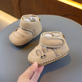 Zimske cipele za bebe s mekanom potplatom, cipele za prvi korak, s fleece unutrašnjosti, debele pamukaste, unisex, Velcro kopčanje