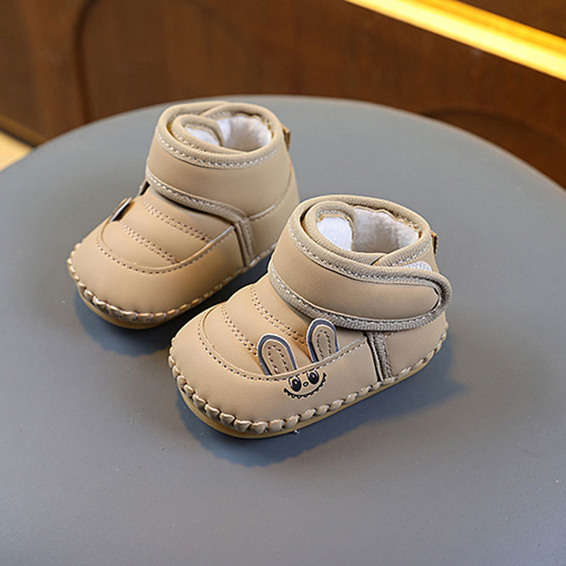 Zimske cipele za bebe s mekanom potplatom, cipele za prvi korak, s fleece unutrašnjosti, debele pamukaste, unisex, Velcro kopčanje