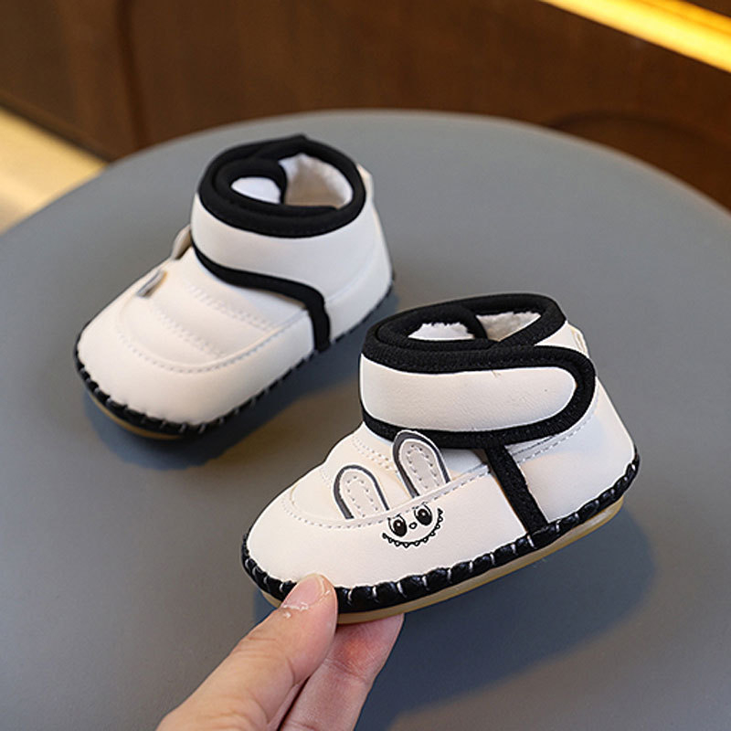 Zimske cipele za bebe s mekanom potplatom, cipele za prvi korak, s fleece unutrašnjosti, debele pamukaste, unisex, Velcro kopčanje
