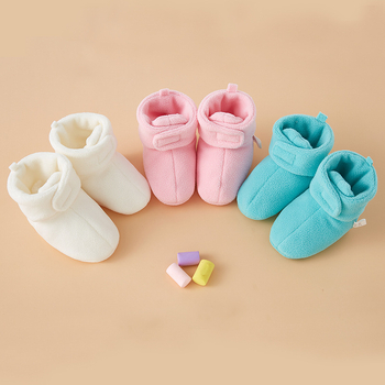 Pantofi pentru copii cu Velcro, căptușeală caldă din fleece, talpă moale, partea superioară din bumbac, pentru 12–36 de luni