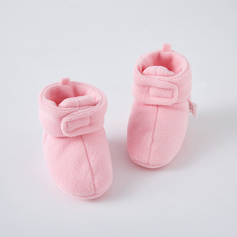 Pantofi pentru copii cu Velcro, căptușeală caldă din fleece, talpă moale, partea superioară din bumbac, pentru 12–36 de luni