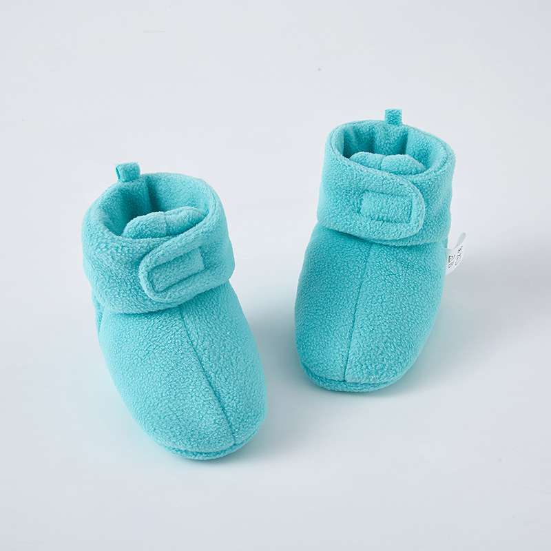 Pantofi pentru copii cu Velcro, căptușeală caldă din fleece, talpă moale, partea superioară din bumbac, pentru 12–36 de luni