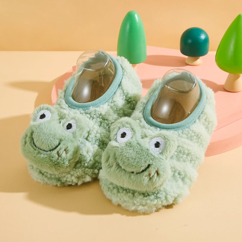 Șosete de podea pentru copii, interior iarnă, groase, talpă antiderapantă și moale, model desen animat, poliester