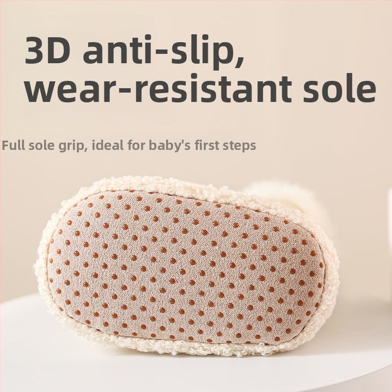 Pantofi de podea și șosete pentru bebeluș iarnă, căptuți cu fleece, îngroșați, talpă antiderapantă, vârsta 12–48 luni, model desen animat
