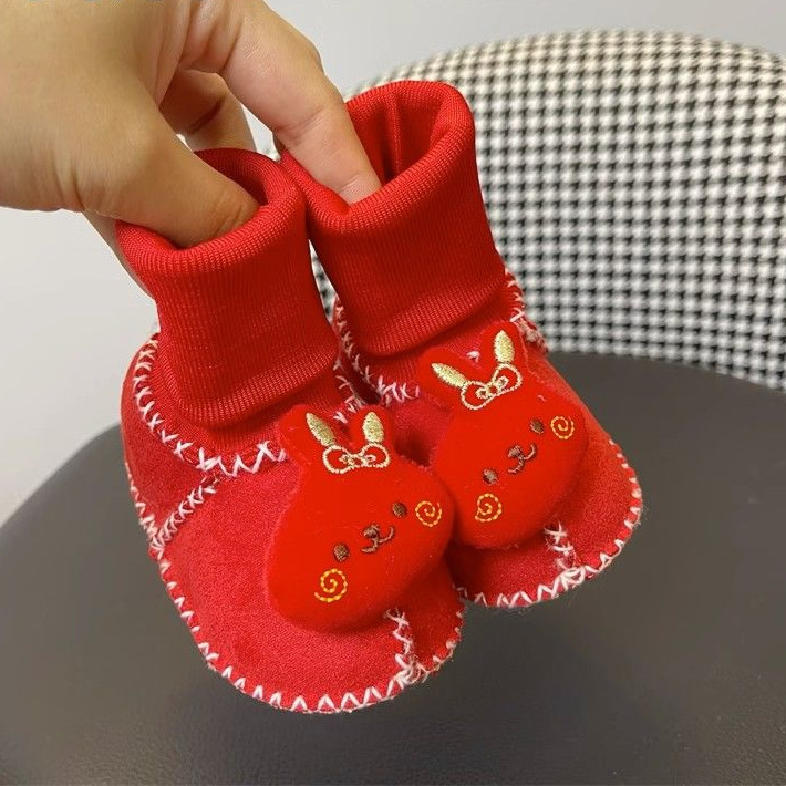 Crvene bebi cipelice i čarape s glavom tigra, zimska podstava od flisa, 3-6-9 mjeseci, unisex, debele, protuklizne