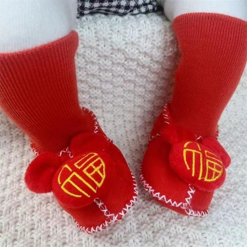 Crvene bebi cipelice i čarape s glavom tigra, zimska podstava od flisa, 3-6-9 mjeseci, unisex, debele, protuklizne