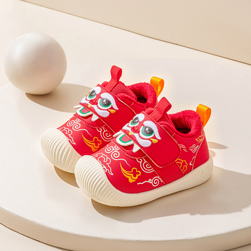 Pantofi pentru copii mici – partea superioară din piele microfibră, închidere Velcro, iarnă, antiderapante, mențin căldura