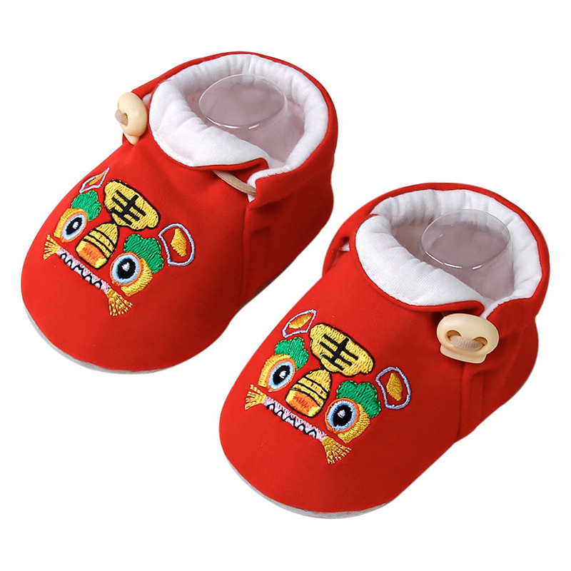 Crvene bebine cipelice i čarape s glavom tigra, pamuk, mekan potplat, za 6–12 mjeseci, unisex
