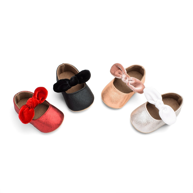 Pantofi pentru copii mici – stil prințesă, partea superioară din PU artificial, închidere Velcro, talpă joasă, impermeabile